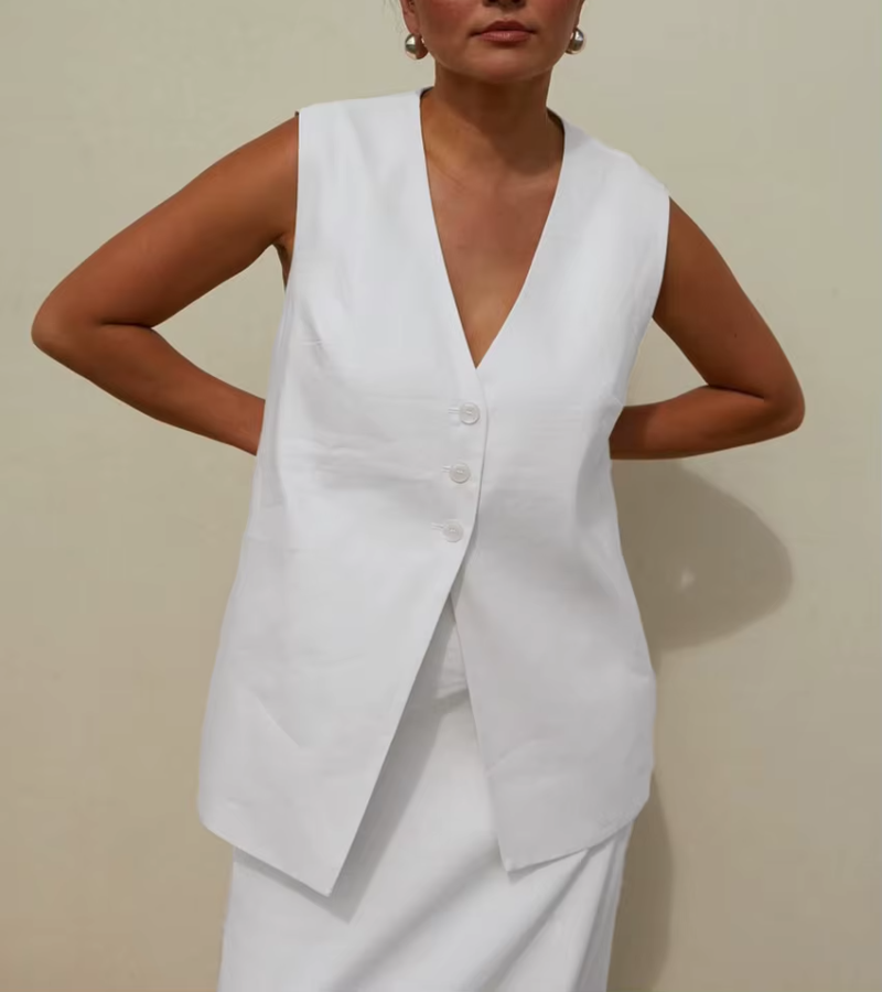 Sleeveless Tank Top With High Waist Long Skirt Loose Cotton 2 Piece Sets