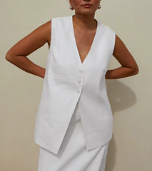 Sleeveless Tank Top With High Waist Long Skirt Loose Cotton 2 Piece Sets