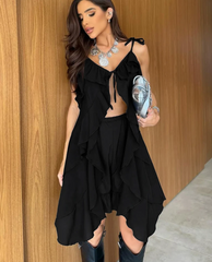 Sleeveless Tank Top With High Waist Pleated Mini Skirt Two Pieces Set