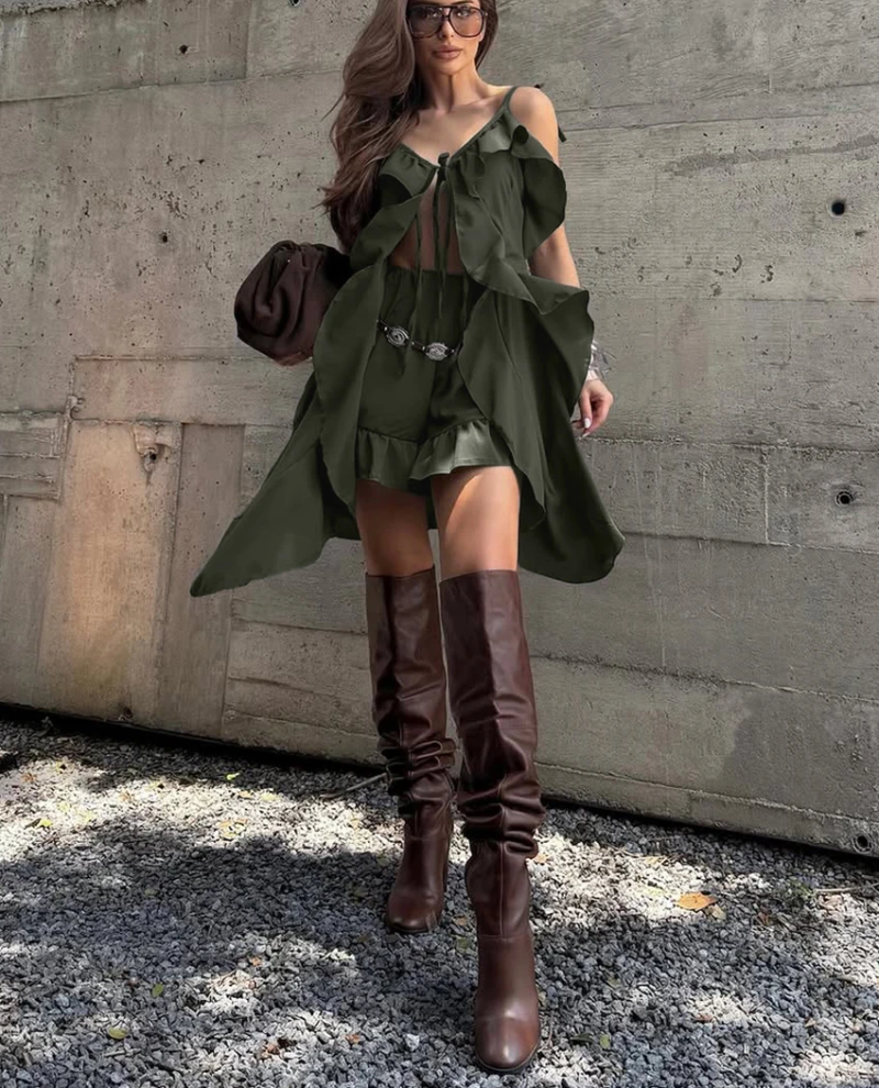 Sleeveless Tank Top With High Waist Pleated Mini Skirt Two Pieces Set