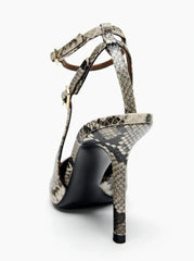 Snake Print Design Pumps Pointed-Toe  Ankle Strap High Heel