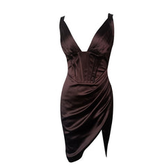 Spaghetti Strap Club Dress V Neck Sleeveless Draped Hot Party Dress