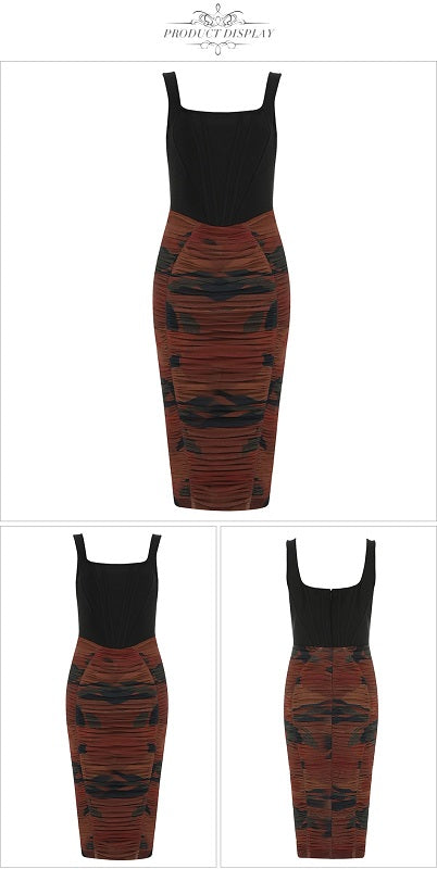 Spaghetti Strap Dress Sleeveless Patchwork Mesh Club Party Dress