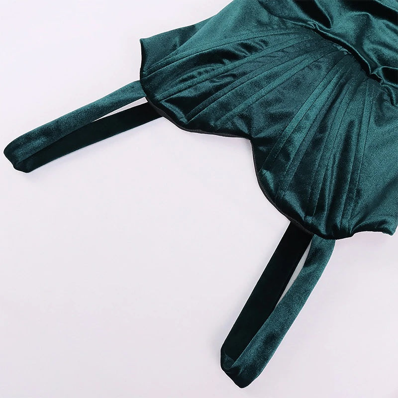 Draped Strapless Spaghetti Strap Velvet Ruched Party Dresses