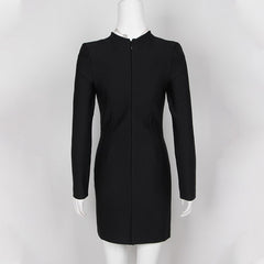 Casual Hollow Out Split O-Neck Bandage Bodycon Mini Dress