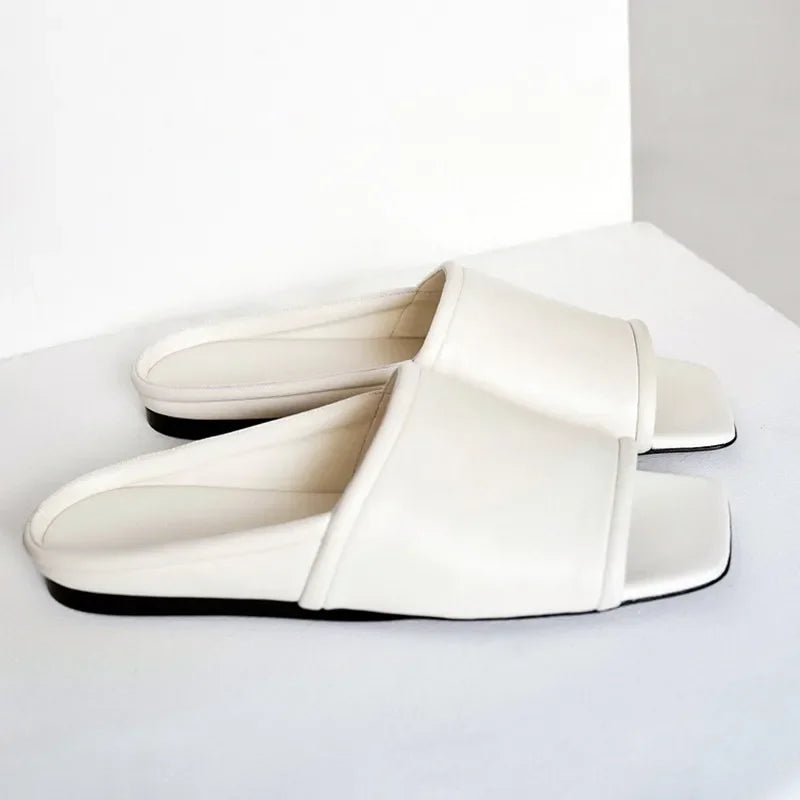 Square Toe Open Toe Flats Slippers Concise Non-slip Casual Shoes