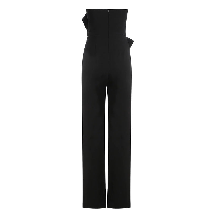 Strapless Bow Backless Bodycon Jumpsuit