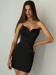 Strapless V Neck Sleeveless Casual Party Dress