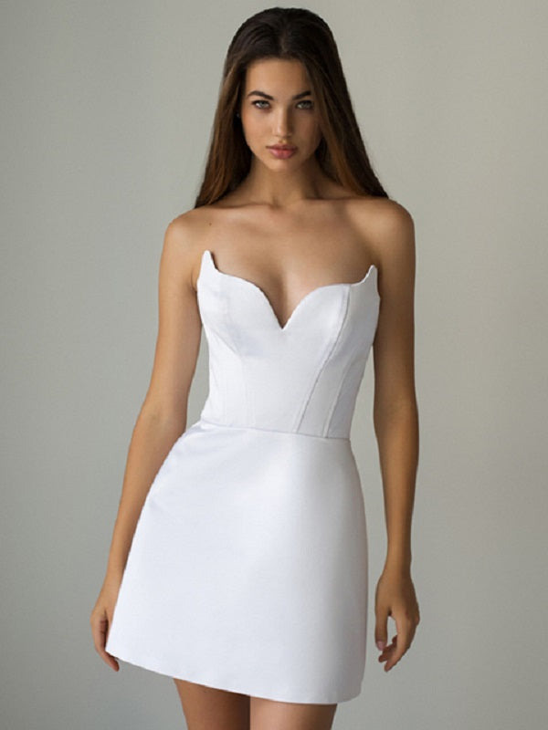 Strapless V Neck Sleeveless Casual Party Dress