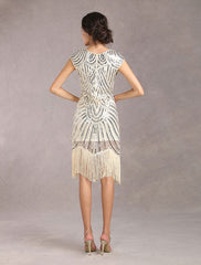 Sequined Solid Sleeveless Halloween Flapper Dress