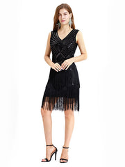 Style Outfits Flapper V Neck Fringe Sequins Great Dress