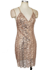 Style Outfits Great Backless Sequined V Neck Party Dress