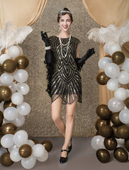 Style Sequined Zigzag Cut Short Sleeves Party Outfits