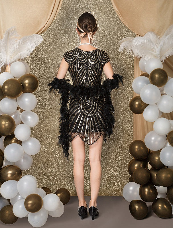 Style Sequined Zigzag Cut Short Sleeves Party Outfits