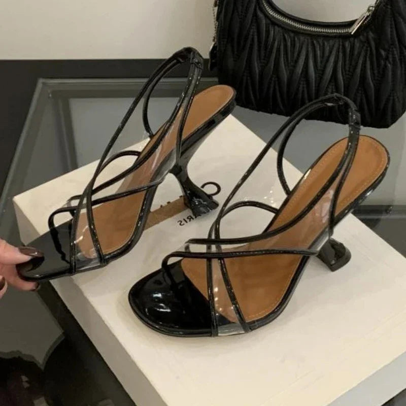 Transparent PVC Cross Tied High Heel