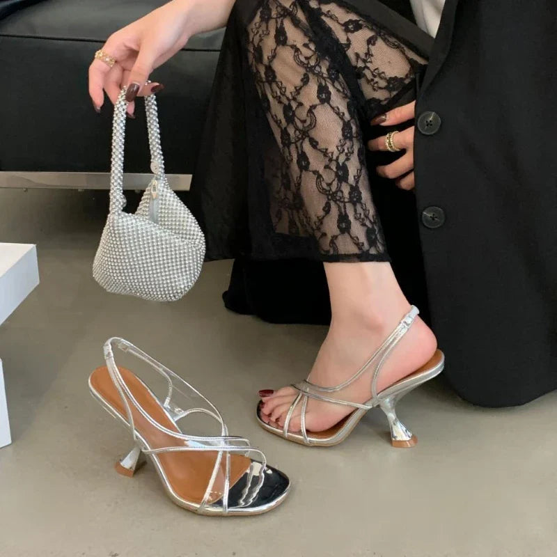 Transparent PVC Cross Tied High Heel