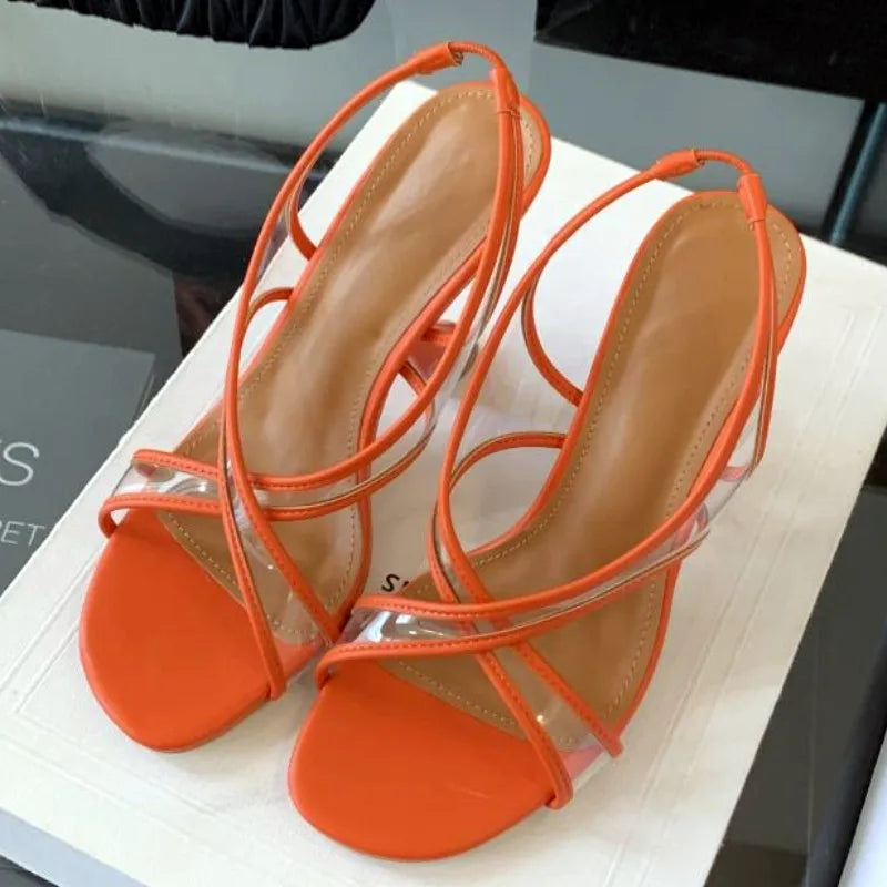 Transparent PVC Cross Tied High Heel