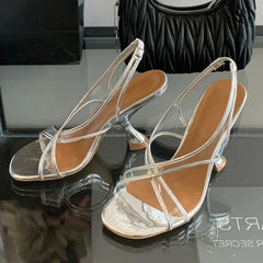 Transparent PVC Cross Tied High Heel