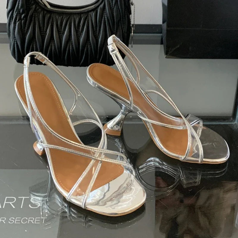 Transparent PVC Cross Tied High Heel