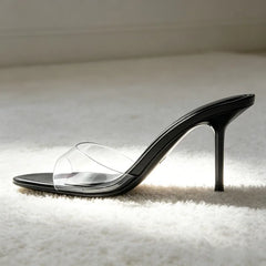 Transparent PVC Sandals Round-toe Open-toe Stiletto Slide Sandals Luxury Brand Designer Shoes