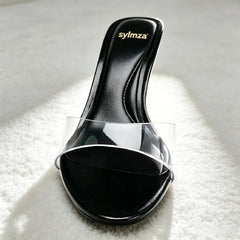 Transparent PVC Sandals Round-toe Open-toe Stiletto Slide Sandals Luxury Brand Designer Shoes