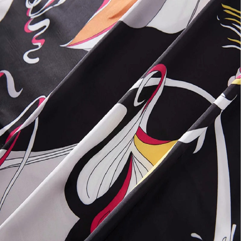 V-Neck Batwing Sleeve Print Robe Maxi Dress