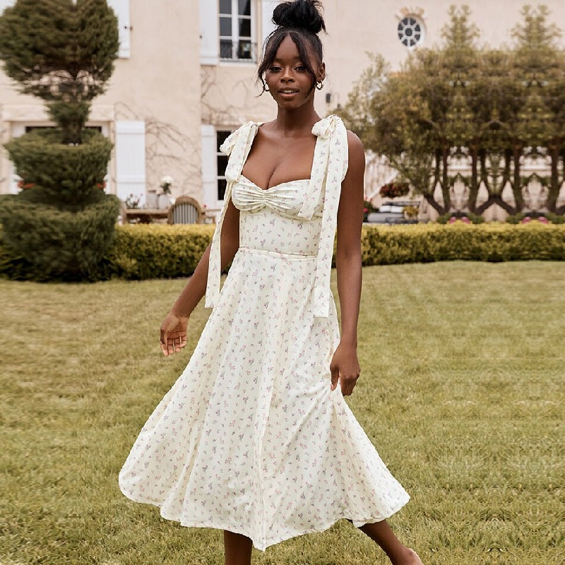Vesitidos Spaghetti Strap Bow Midi Celebrity Dresses
