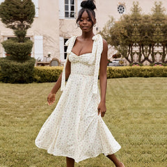 Vesitidos Spaghetti Strap Bow Midi Celebrity Dresses