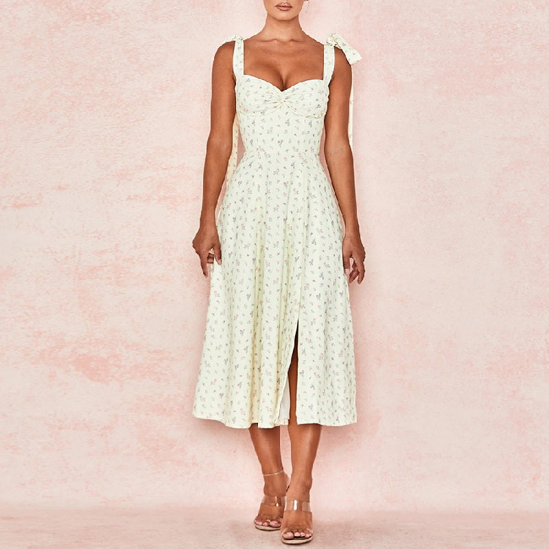 Vesitidos Spaghetti Strap Bow Midi Celebrity Dresses