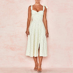 Vesitidos Spaghetti Strap Bow Midi Celebrity Dresses