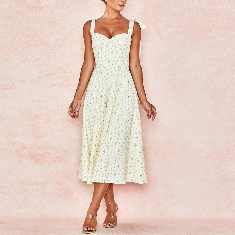 Vesitidos Spaghetti Strap Bow Midi Celebrity Dresses