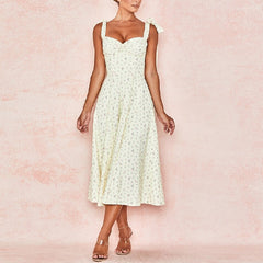 Vesitidos Spaghetti Strap Bow Midi Celebrity Dresses