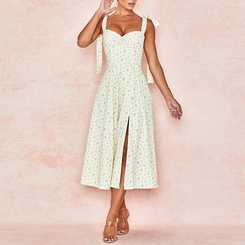 Vesitidos Spaghetti Strap Bow Midi Celebrity Dresses