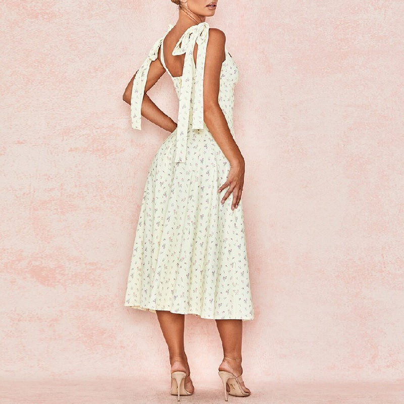 Vesitidos Spaghetti Strap Bow Midi Celebrity Dresses