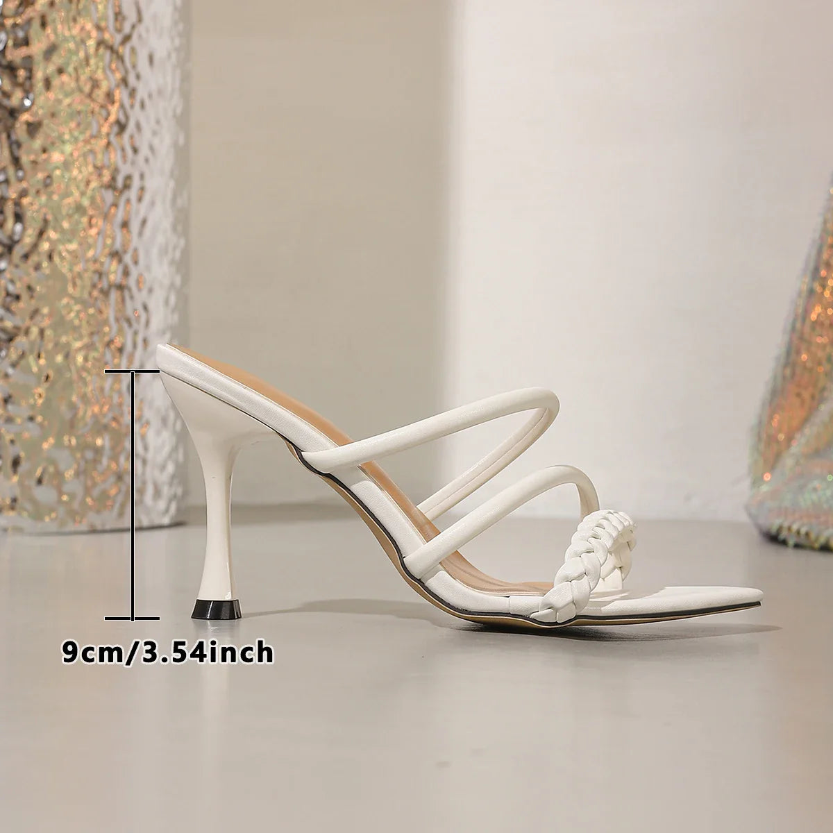 Weave Narrow Band Slippers Pointed Toe Sliders Shoes
