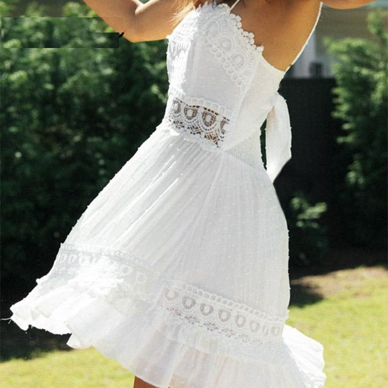 polka dot lace Elegant hollow out Casual short dresses