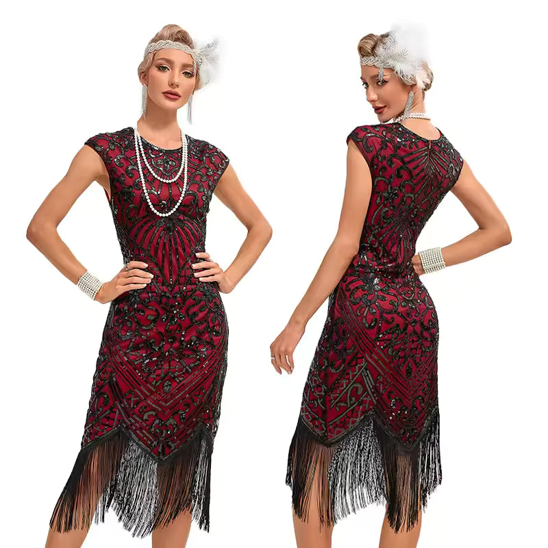 Vintage Flapper Big Round Neck Slip Annual Meeting Dress