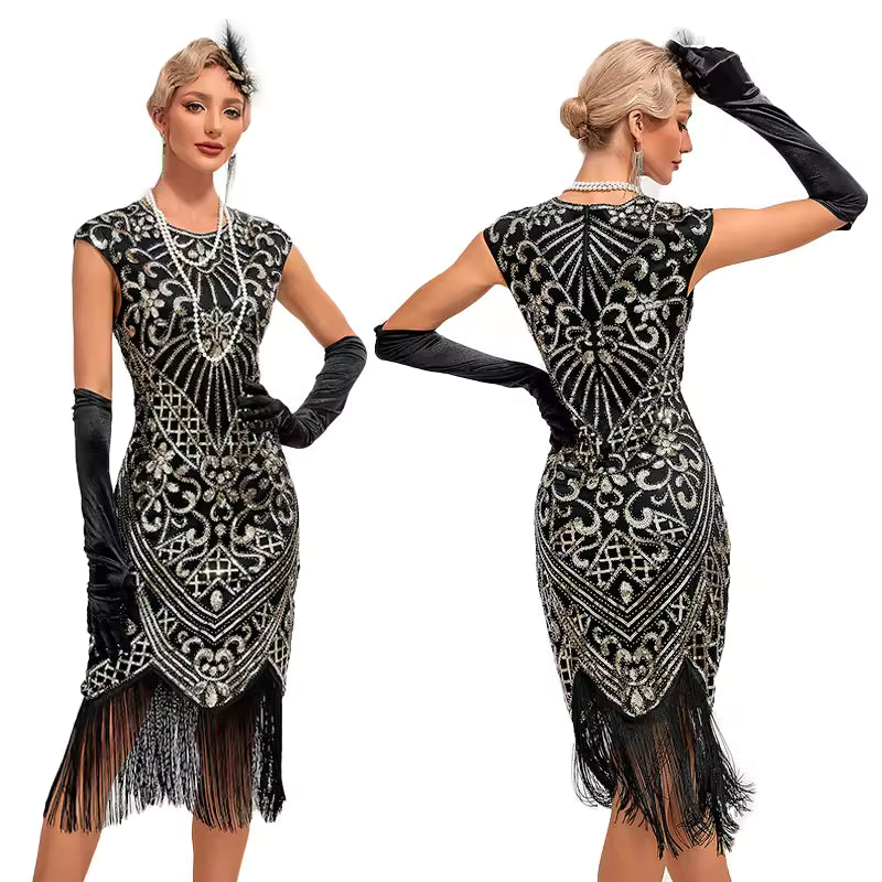 Vintage Flapper Big Round Neck Slip Annual Meeting Dress