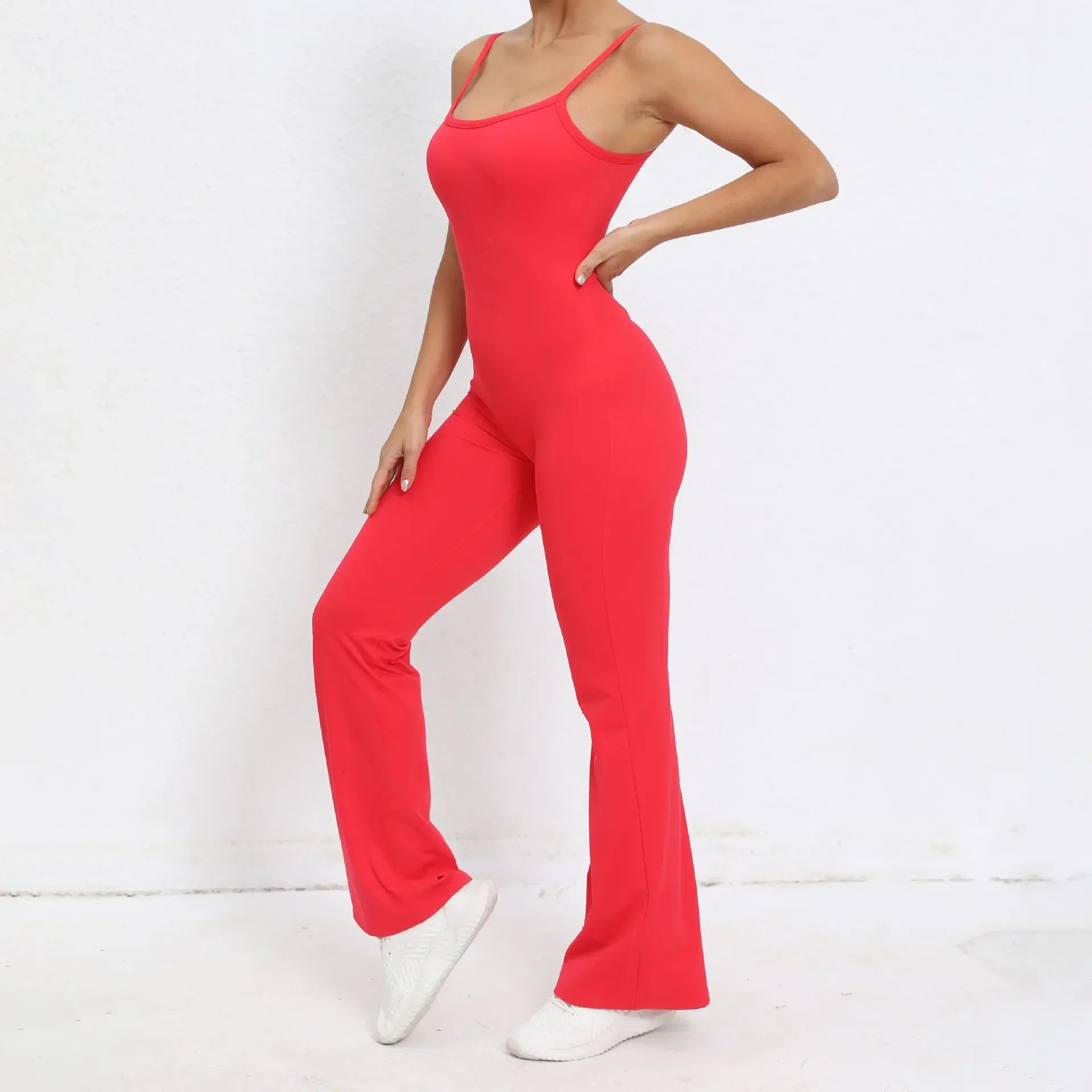 Flared Jumpsuit Padding Sports Overalls Gym Yoga Clothing Tracksuit