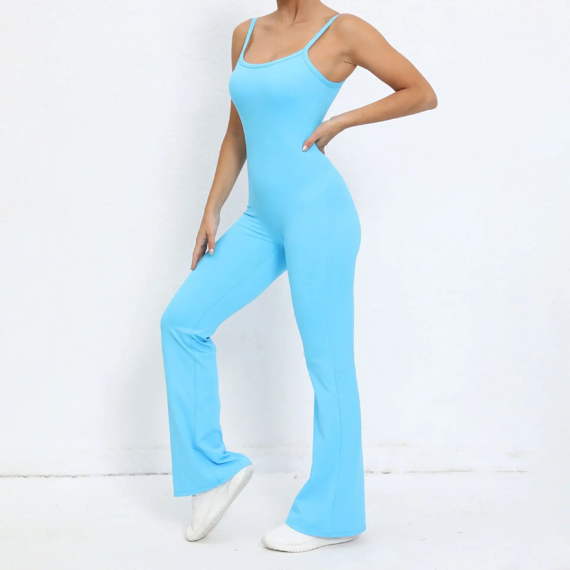 Flared Jumpsuit Padding Sports Overalls Gym Yoga Clothing Tracksuit