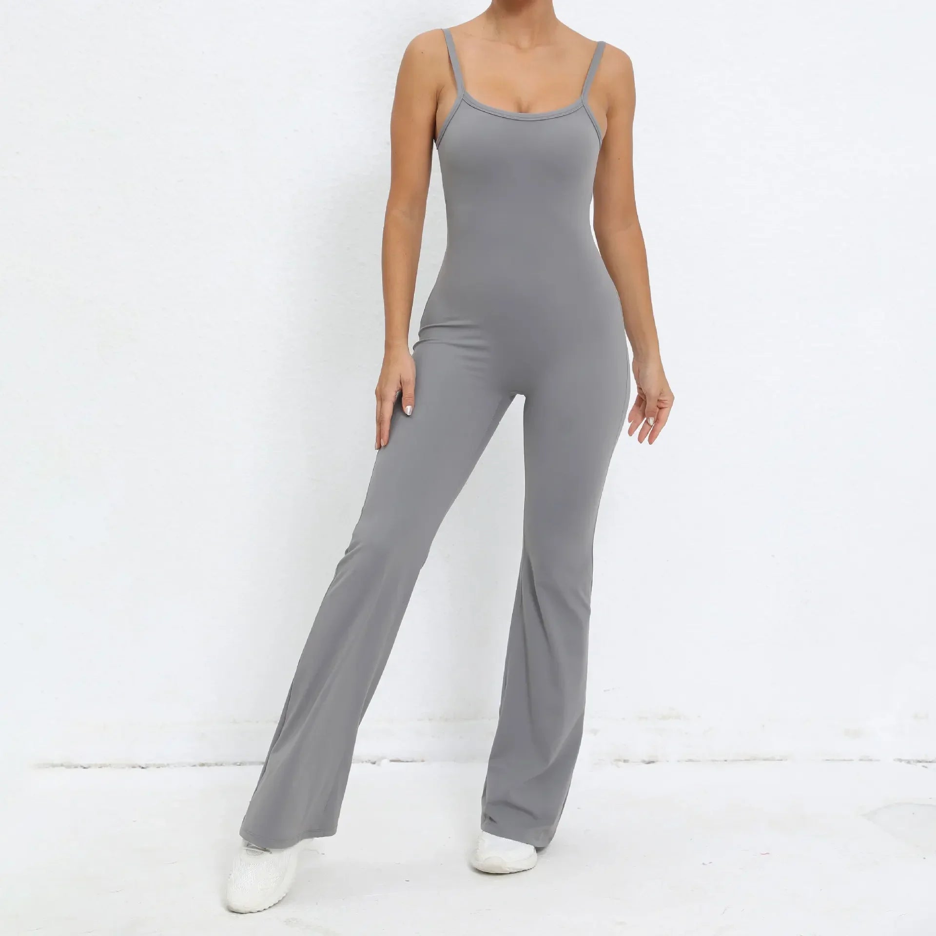 Flared Jumpsuit Padding Sports Overalls Gym Yoga Clothing Tracksuit