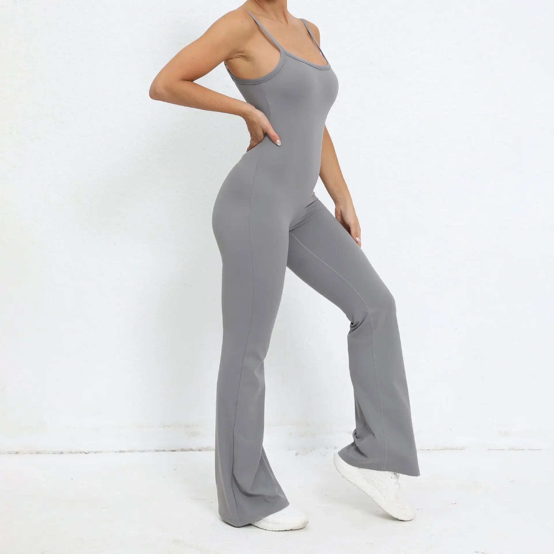 Flared Jumpsuit Padding Sports Overalls Gym Yoga Clothing Tracksuit