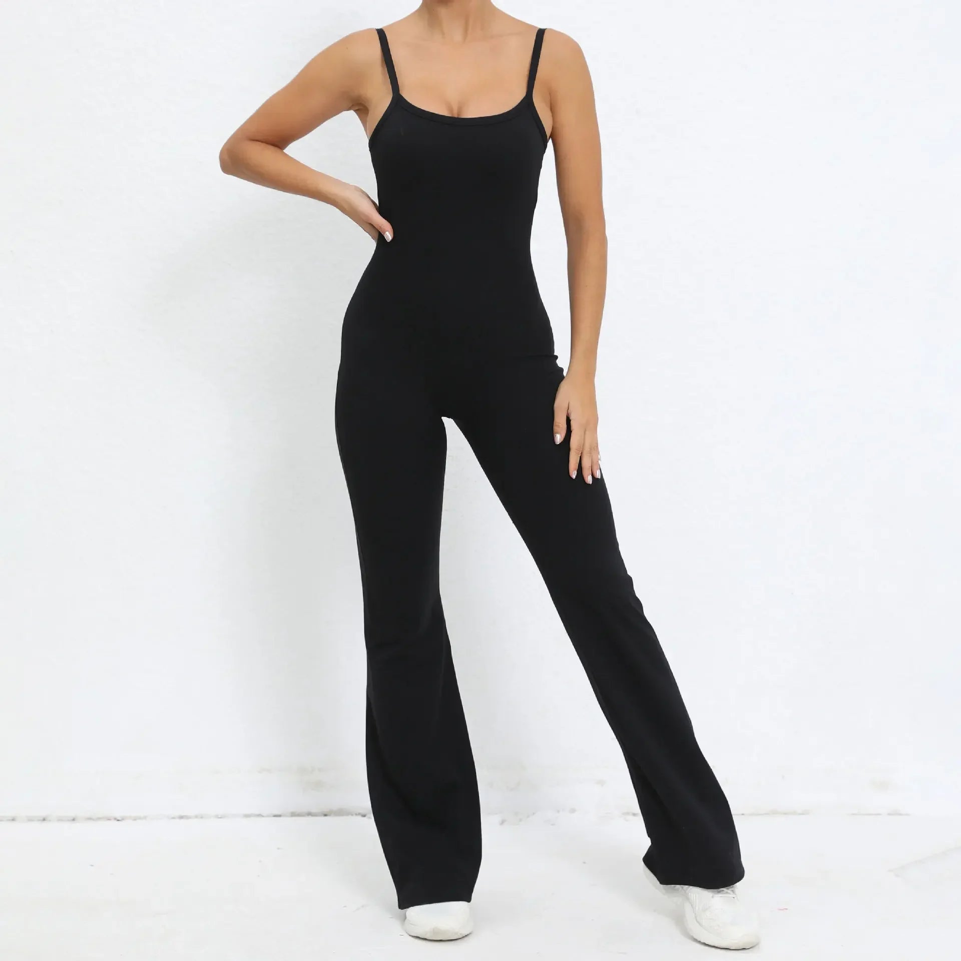 Flared Jumpsuit Padding Sports Overalls Gym Yoga Clothing Tracksuit