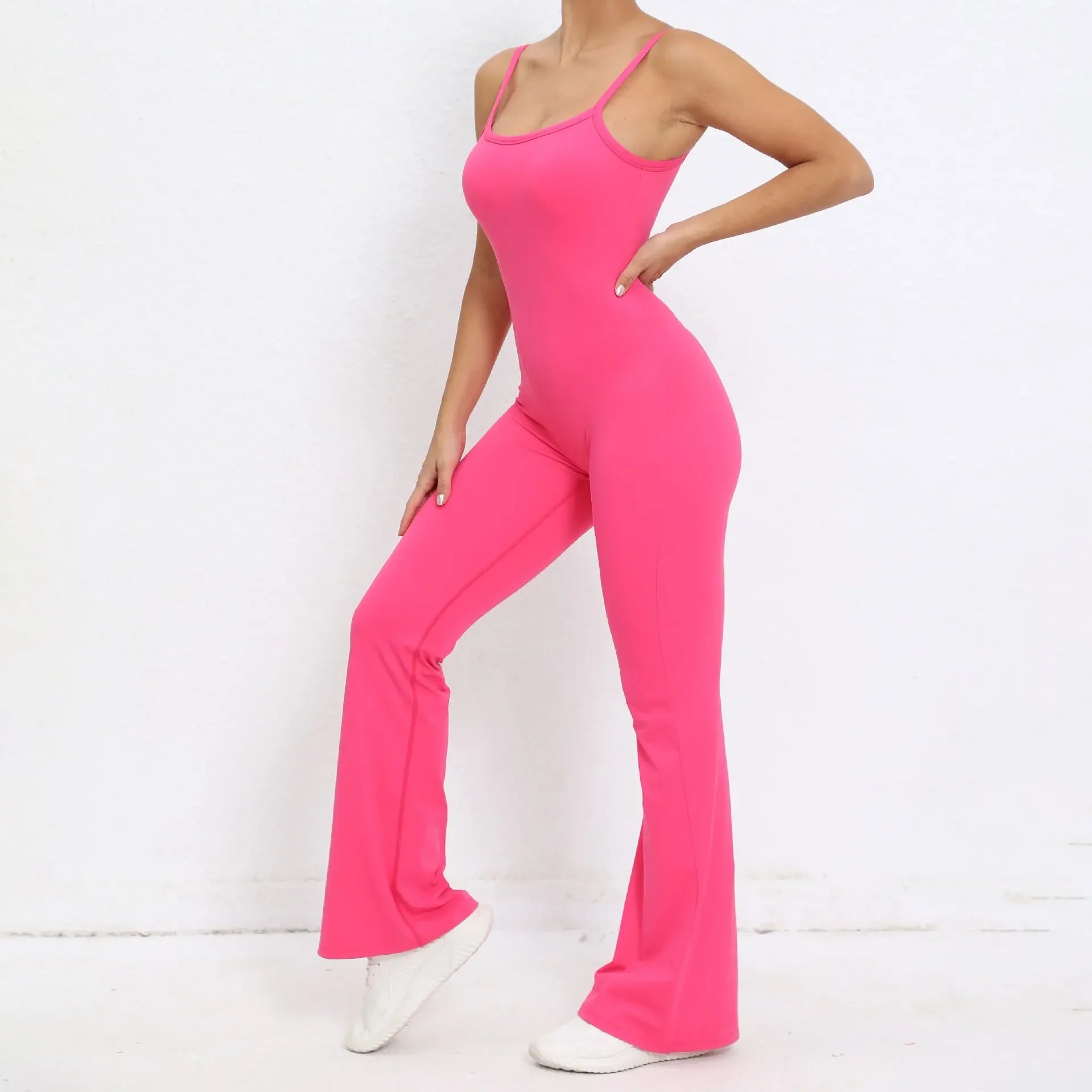 Flared Jumpsuit Padding Sports Overalls Gym Yoga Clothing Tracksuit