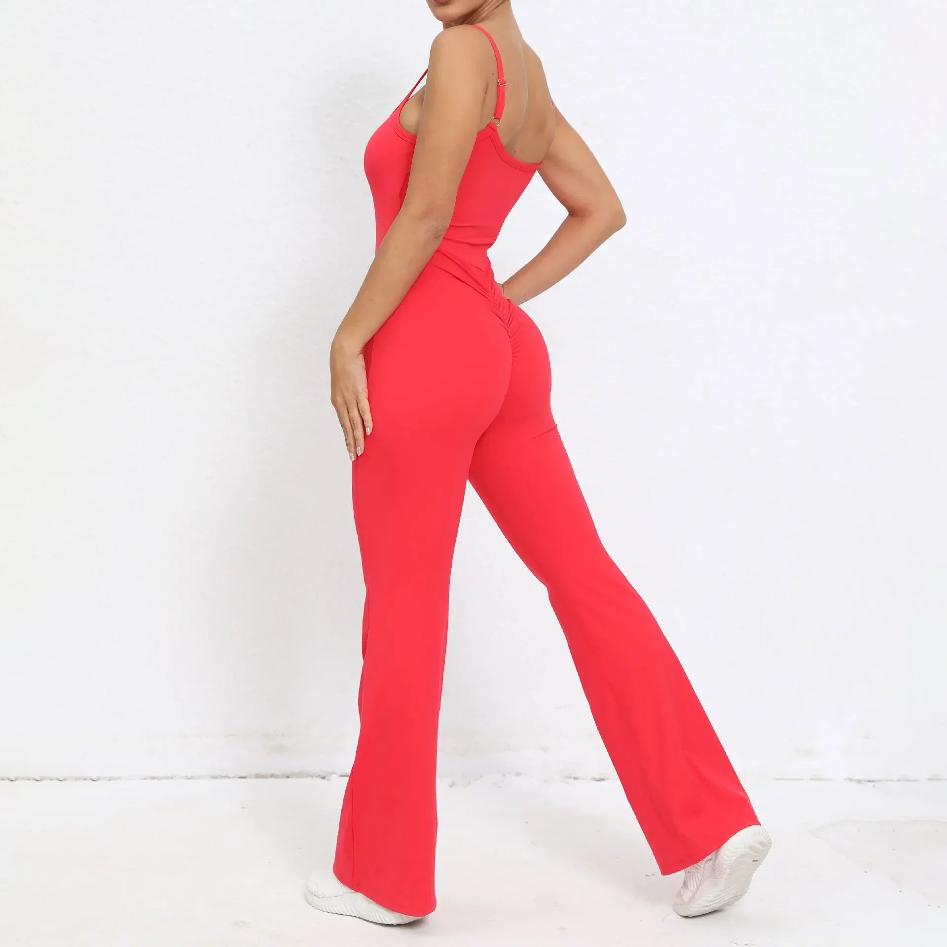 Flared Jumpsuit Padding Sports Overalls Gym Yoga Clothing Tracksuit