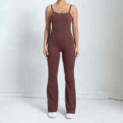 Flared Jumpsuit Padding Sports Overalls Gym Yoga Clothing Tracksuit