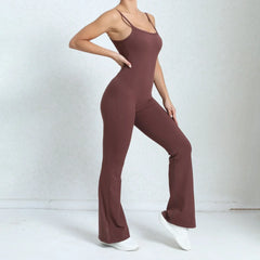 Flared Jumpsuit Padding Sports Overalls Gym Yoga Clothing Tracksuit