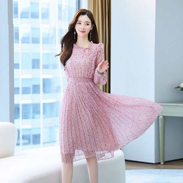 Floral O Neck Midi Casual Dresses