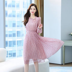 Floral O Neck Midi Casual Dresses