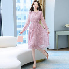 Floral O Neck Midi Casual Dresses